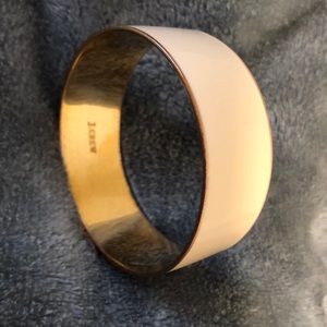 J Crew Cream & Gold-tone Enamel Bangle Bracelet Signed